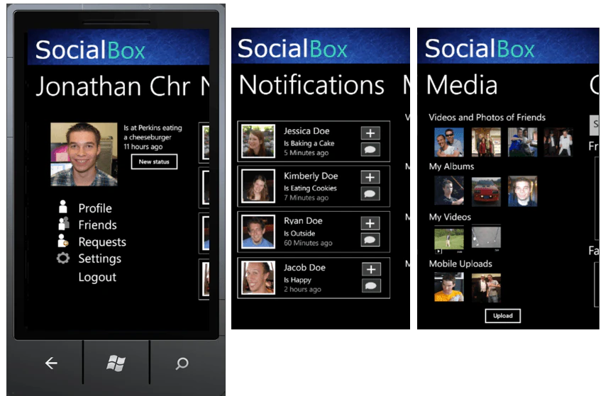 SocialBox prototype screenshot