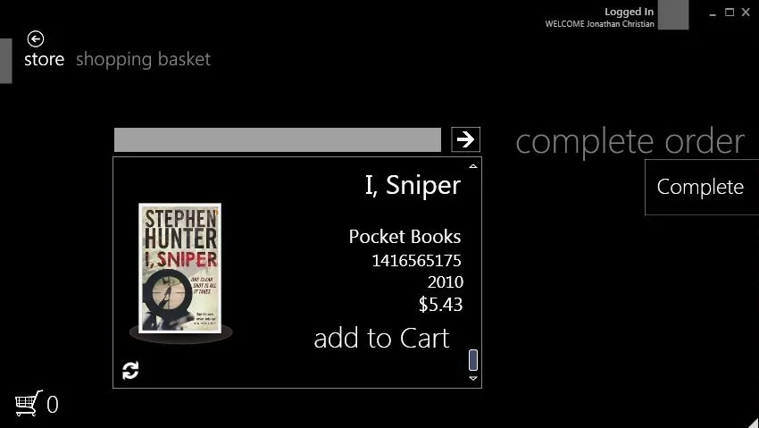 Metro Bookstore concept app screenshot