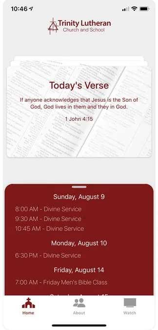 Version 2 in 2020: the same verse card and events, rebuilt on Ionic.